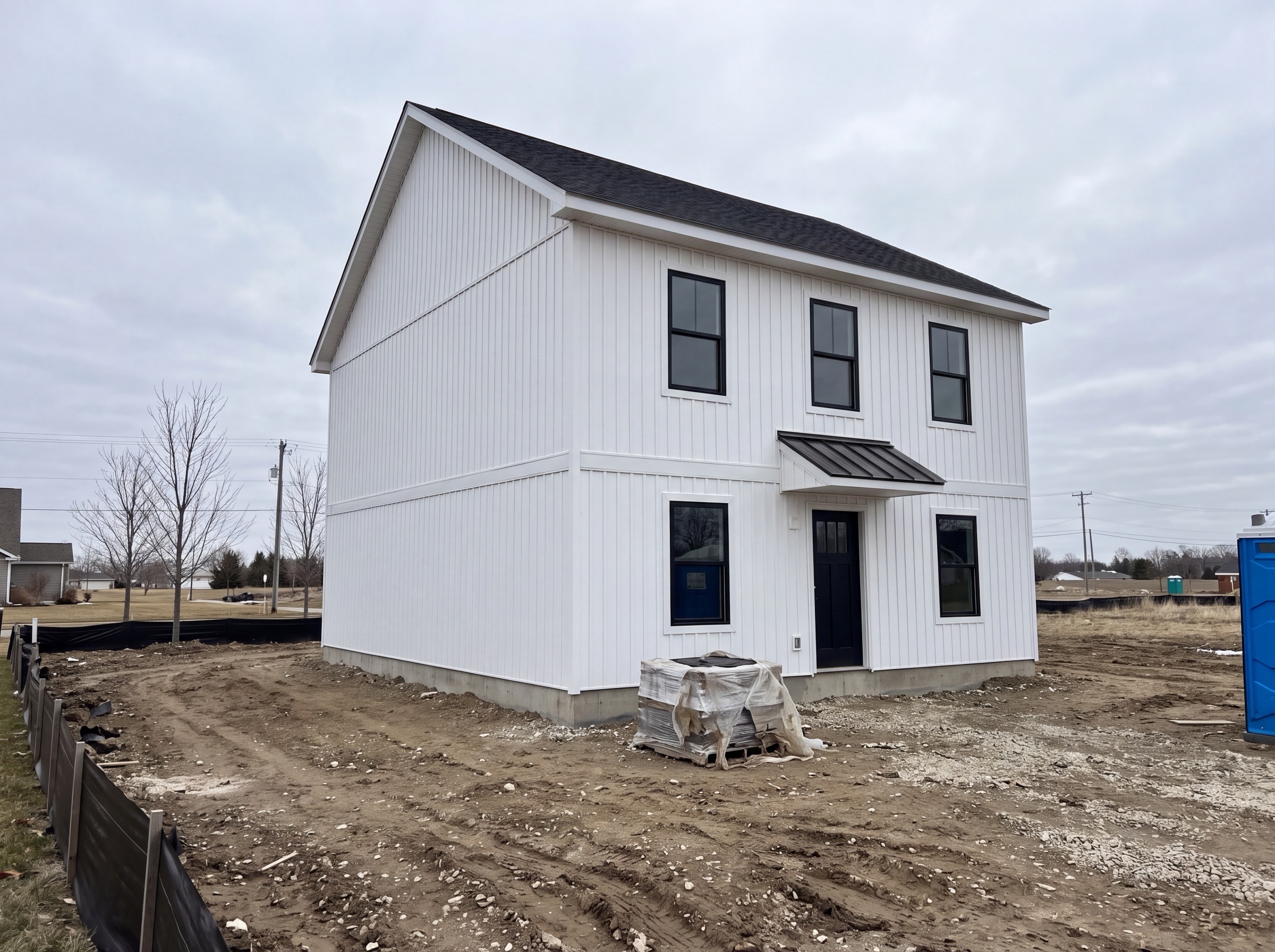 Original photo: two-story modular home on a builder's lot